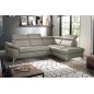 Canapé d'angle convertible en cuir italien de luxe 5 places MILOS, avec coffre, gris clair, angle droit
