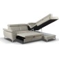 Canapé d'angle convertible en cuir italien de luxe 5 places MILOS, avec coffre, gris clair, angle droit