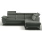 Canapé d'angle convertible en cuir italien de luxe 5 places MILOS, avec coffre, Gris foncé, angle droit