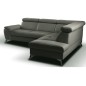 Canapé d'angle convertible en cuir italien de luxe 5 places MILOS, avec coffre, Gris foncé, angle droit