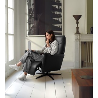 Fauteuil relax électrique en 100% tout cuir épais luxe italien