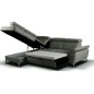 Canapé d'angle convertible en cuir italien de luxe 5 places MILOS, avec coffre, gris foncé, angle gauche (vu de face)