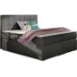 Ensemble boxspring complet tête de lit + sommiers + matelas + surmatelas ALVEN - tissu luxe gris foncé - 160x200 cm