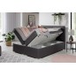 Ensemble boxspring complet tête de lit + sommiers + matelas + surmatelas ALVEN - tissu luxe gris foncé - 160x200 cm
