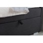 Ensemble boxspring complet tête de lit + sommiers + matelas + surmatelas ALVEN - tissu luxe gris foncé - 160x200 cm