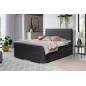 Ensemble boxspring complet tête de lit + sommiers + matelas + surmatelas ALVEN - tissu luxe gris foncé - 160x200 cm