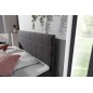 Ensemble boxspring complet tête de lit + sommiers + matelas + surmatelas ALVEN - tissu luxe gris foncé - 140x200 cm