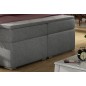 Ensemble boxspring complet tête de lit + sommiers + matelas + surmatelas ALVEN - tissu luxe gris - 160x200 cm