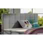 Ensemble boxspring complet tête de lit + sommiers + matelas + surmatelas ALVEN - tissu luxe gris - 140x200 cm