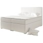 Ensemble boxspring complet tête de lit + sommiers + matelas + surmatelas ALVEN - simili cuir blanc cassé - 140x200 cm