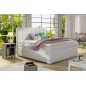 Ensemble boxspring complet tête de lit + sommiers + matelas + surmatelas ALVEN - simili cuir blanc cassé - 160x200 cm