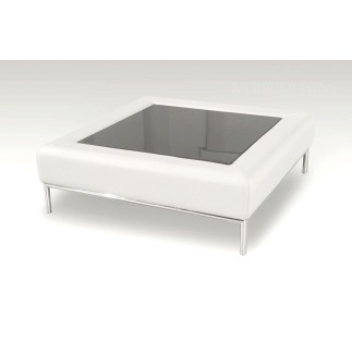 Table basse en cuir italien PALOMA, blanc