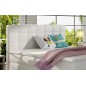 Ensemble boxspring complet tête de lit + sommiers + matelas + surmatelas ALVEN - simili cuir blanc cassé - 180x200 cm