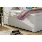 Ensemble boxspring complet tête de lit + sommiers + matelas + surmatelas ALVEN - simili cuir blanc cassé - 180x200 cm