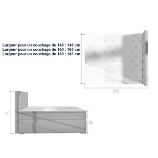 Ensemble boxspring complet tête de lit + sommiers + matelas + surmatelas ALVEN - simili cuir blanc cassé - 180x200 cm