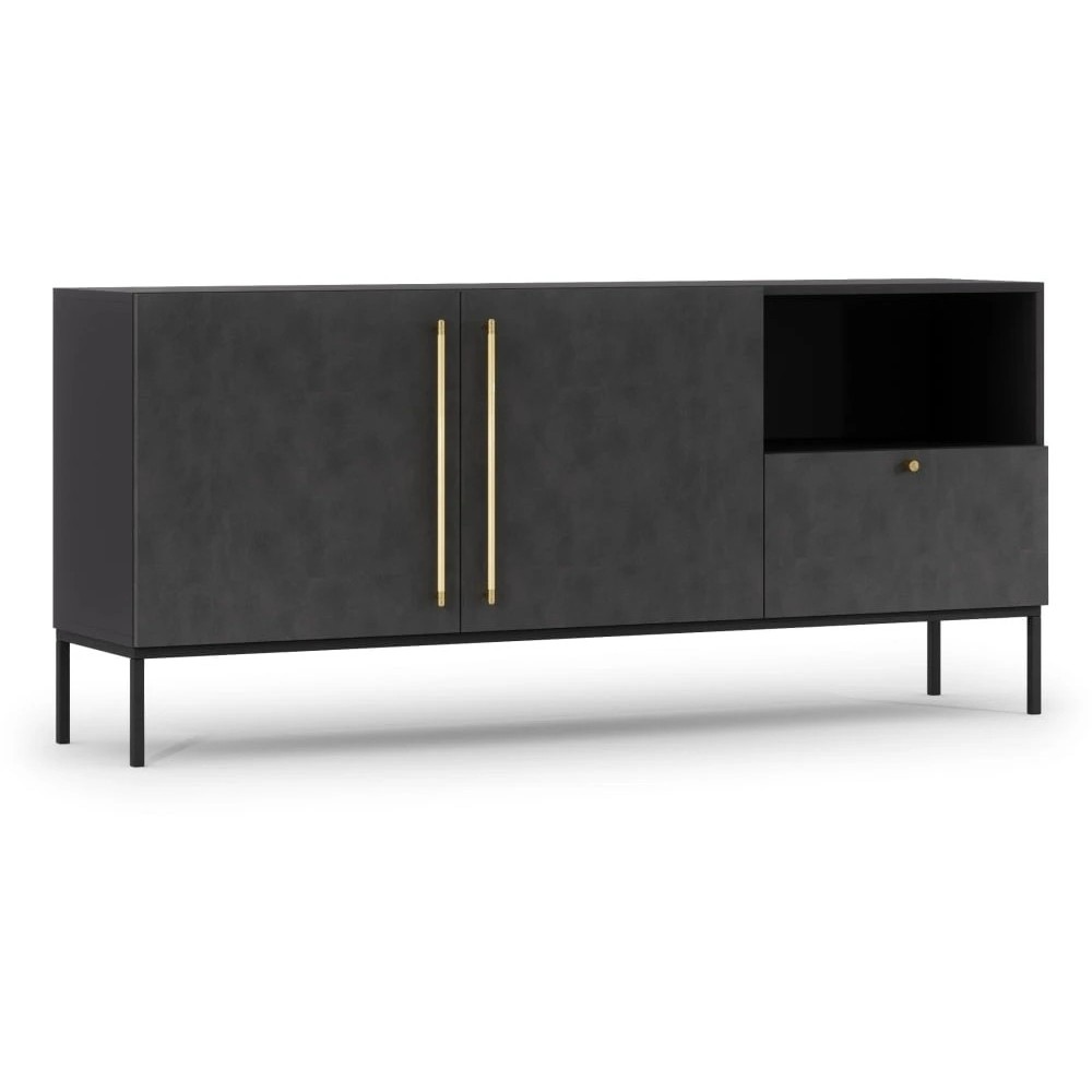 Très jolie commode de dimensions 180x40x80 cm, noir mat - Lancaster