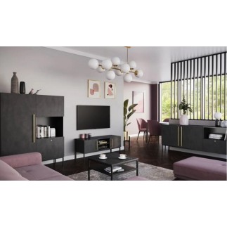 Très jolie commode de dimensions 180x40x80 cm, noir mat - Lancaster