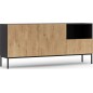 Très jolie commode de dimensions 180x40x80 cm, noir mat et chêne - Lancaster, Bois