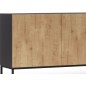 Très jolie commode de dimensions 180x40x80 cm, noir mat et chêne - Lancaster, Bois