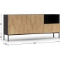 Très jolie commode de dimensions 180x40x80 cm, noir mat et chêne - Lancaster, Bois