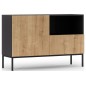 Très jolie commode de dimensions 120x40x80 cm, noir mat et chêne - Lancaster, Bois