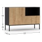 Très jolie commode de dimensions 120x40x80 cm, noir mat et chêne - Lancaster, Bois