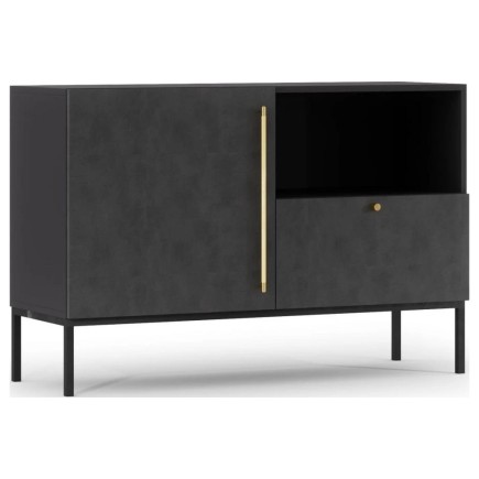 Très jolie commode de dimensions 120x40x80 cm, noir mat - Lancaster