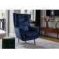 Fauteuil 1 place en tissu velours catégorie luxe, bleu foncé, ARTISTE