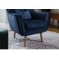 Fauteuil 1 place en tissu velours catégorie luxe, bleu foncé, ARTISTE