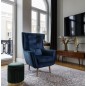 Fauteuil 1 place en tissu velours catégorie luxe, bleu foncé, ARTISTE