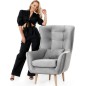 Fauteuil 1 place en tissu velours catégorie luxe, gris, ARTISTE