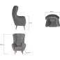 Fauteuil 1 place en tissu velours catégorie luxe, gris, ARTISTE
