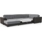 Canapé panoramique convertible - DAMIEN - en tissu gris de qualité et caisse simili noir, 7 places, gris, méridienne à gauche et