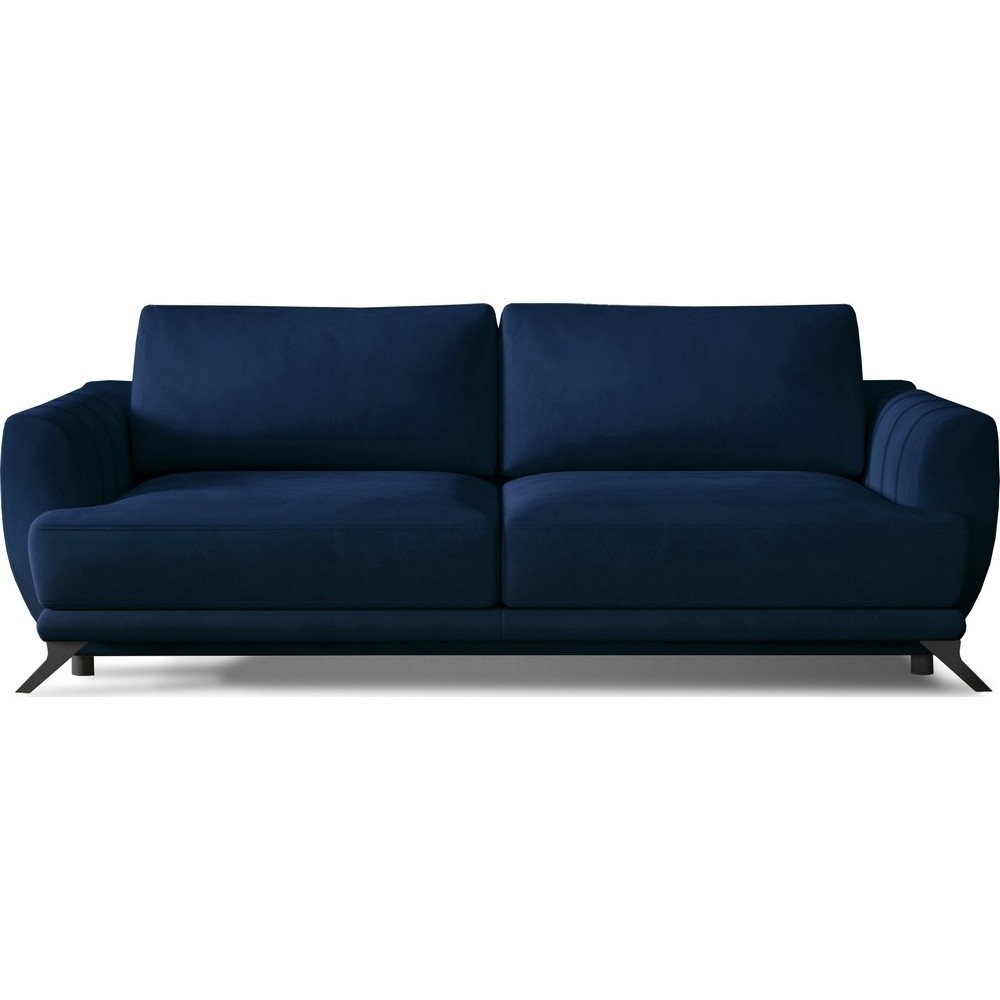 Canapé 3/4 places convertible - bleu foncé - en tissu velours de qualité luxe, MEGANE