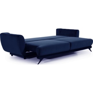 Canapé 3/4 places convertible - bleu foncé - en tissu velours de qualité luxe, MEGANE