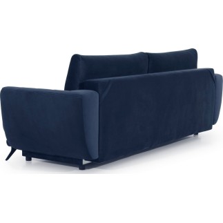 Canapé 3/4 places convertible - bleu foncé - en tissu velours de qualité luxe, MEGANE