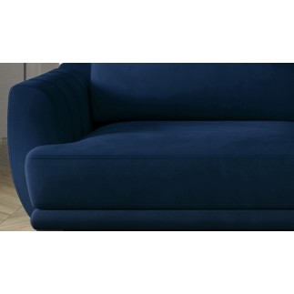 Canapé 3/4 places convertible - bleu foncé - en tissu velours de qualité luxe, MEGANE