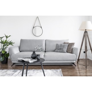 Canapé 3/4 places convertible - GRIS - en tissu velours de qualité luxe, MEGANE