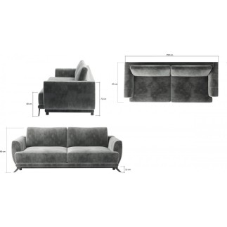 Canapé 3/4 places convertible - GRIS - en tissu velours de qualité luxe, MEGANE