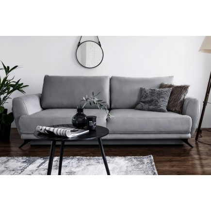 Canapé 3/4 places convertible - gris foncé foncé - en tissu velours de qualité luxe, MEGANE