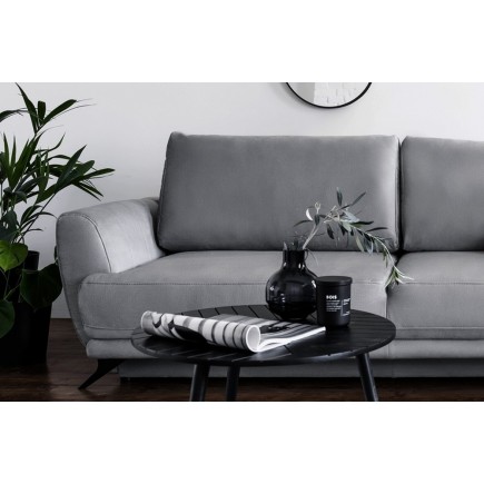 Canapé 3/4 places convertible - gris foncé foncé - en tissu velours de qualité luxe, MEGANE