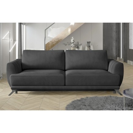 Canapé 3/4 places convertible - gris anthracite - en tissu velours de qualité luxe, MEGANE
