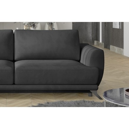Canapé 3/4 places convertible - gris anthracite - en tissu velours de qualité luxe, MEGANE