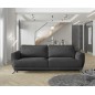 Canapé 3/4 places convertible - gris anthracite - en tissu velours de qualité luxe, MEGANE