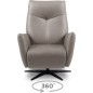 Fauteuil relax électrique en 100% tout cuir épais luxe italien, gris, CLAUDIO, 2 moteurs Fauteuil relax électrique en 100% tout cuir épais luxe italien, gris, CLAUDIO, 2 moteurs