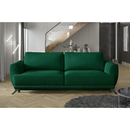 Canapé 3/4 places convertible - vert - en tissu velours de qualité luxe, MEGANE