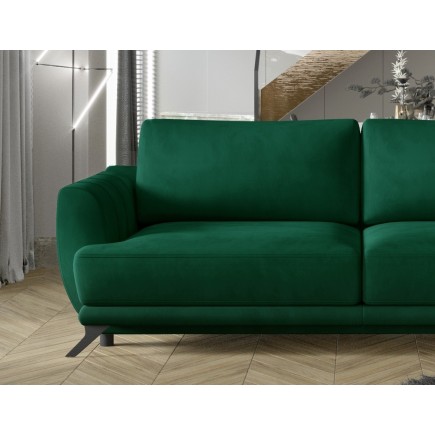 Canapé 3/4 places convertible - vert - en tissu velours de qualité luxe, MEGANE