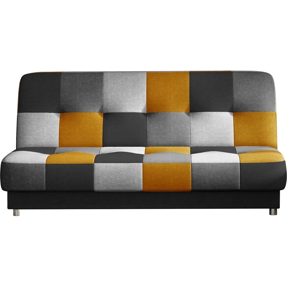 Canapé 3 places convertible - multicolore - en tissu de belle qualité, CAYENNE, Multicolore jaune gris noir