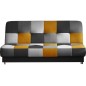 Canapé 3 places convertible - multicolore - en tissu de belle qualité, CAYENNE, Multicolore jaune gris noir