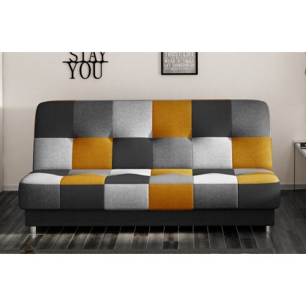 Canapé 3 places convertible - multicolore - en tissu de belle qualité, CAYENNE, Multicolore jaune gris noir